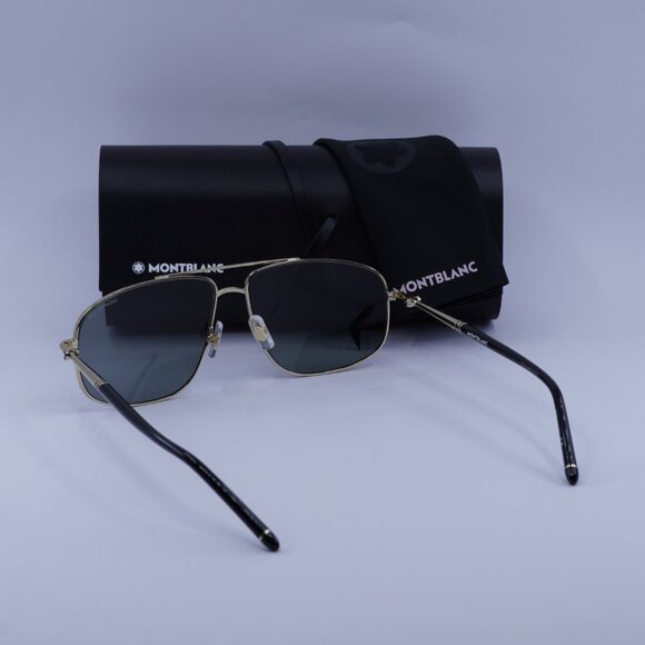 Montblanc MB0069S 002 Aviator Sunglasses - Black/Gold/Green - Picture 10 of 10